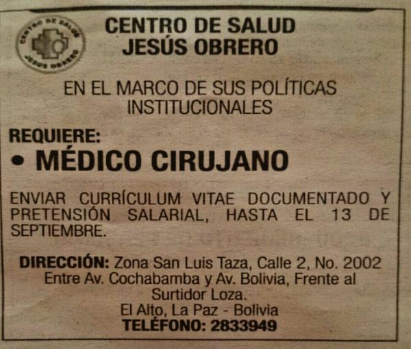 Requerimiento para Medico Cirujano